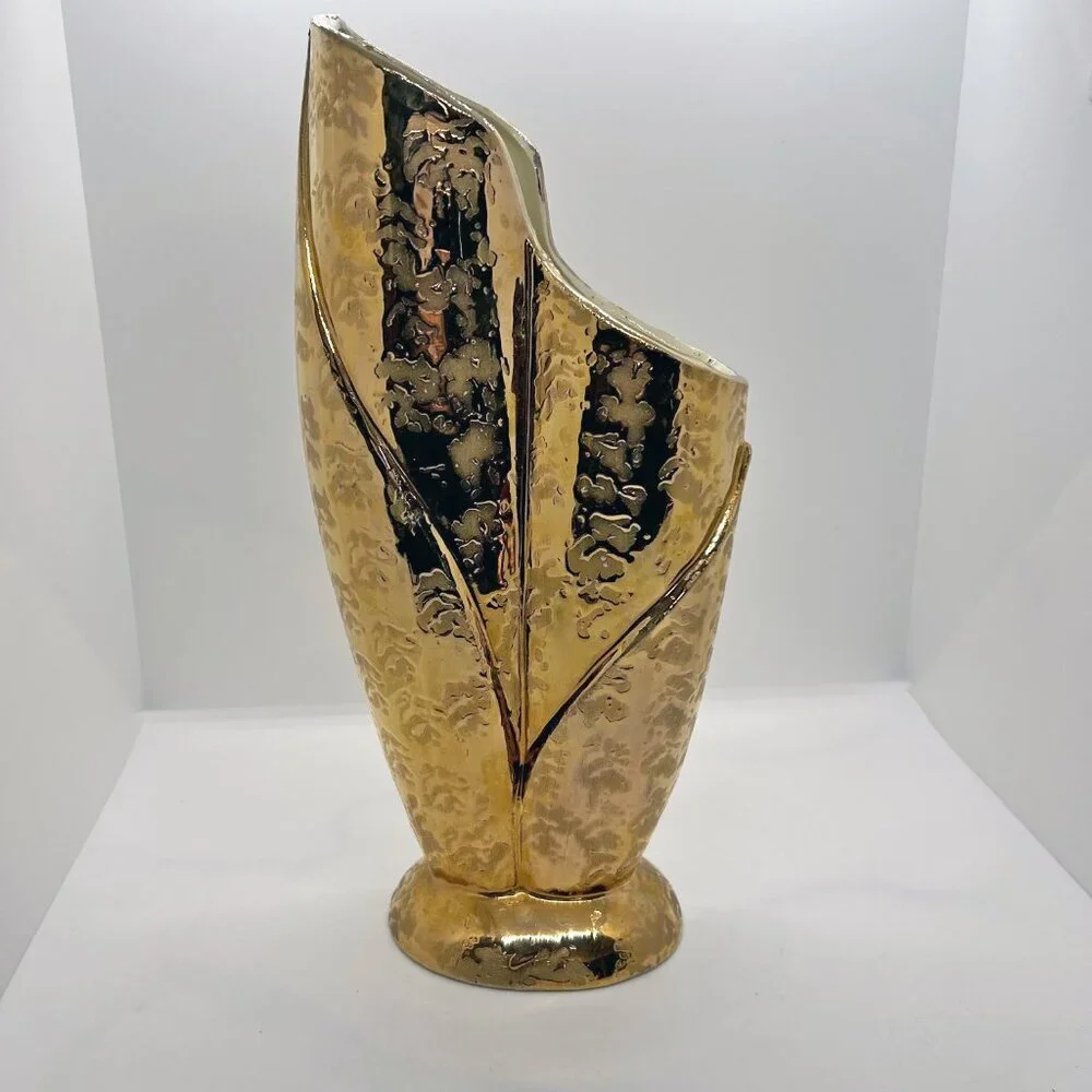 Vintage Savoy Weeping Gold Vase, 24k Gold coating - Picture 4 of 11